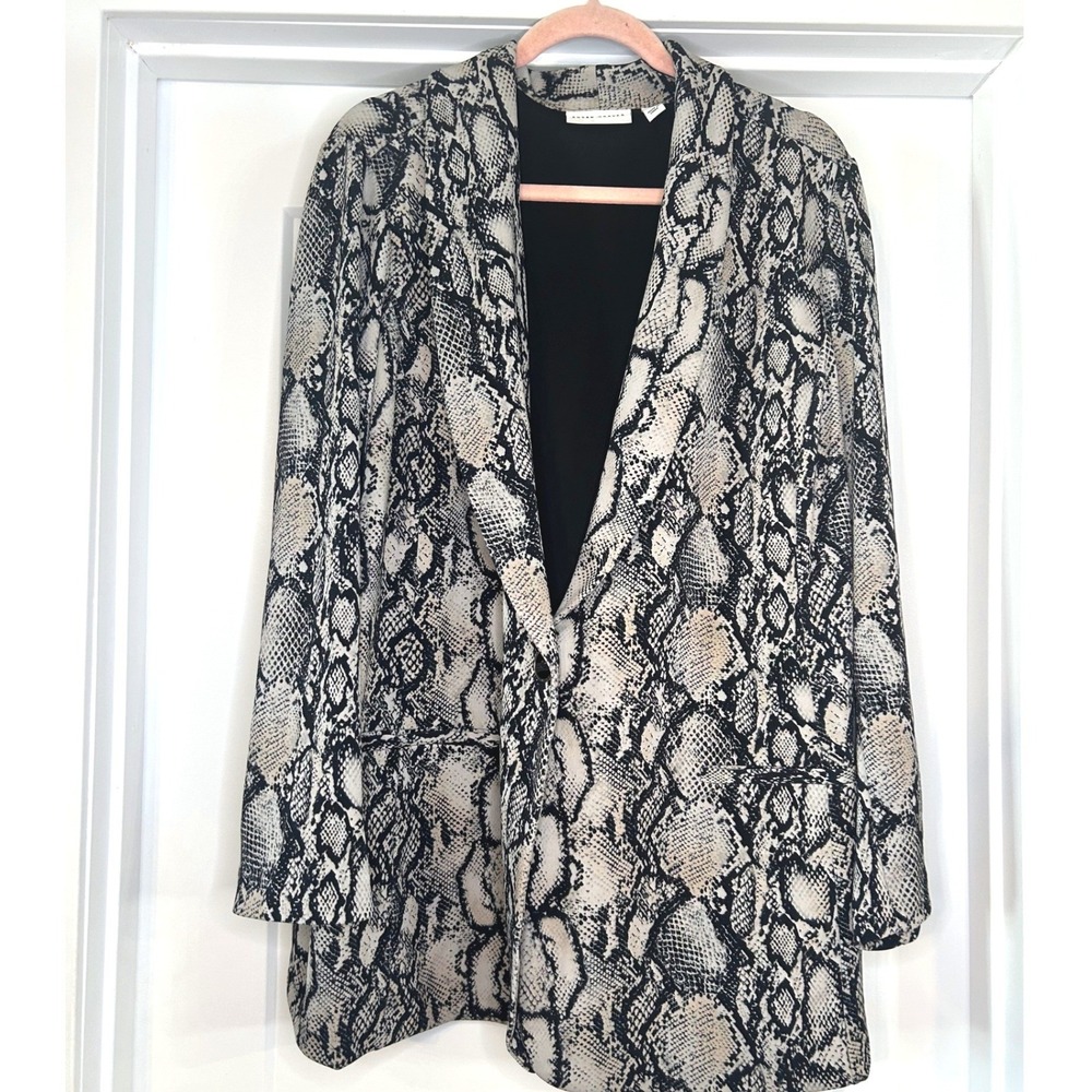 Susan Graver Womens 3XP Snakeskin Print Open Front Blazer Neutral Animal Print‎